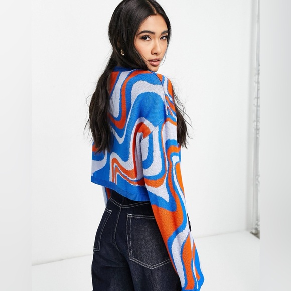 ASOS DESIGN boxy sweater in swirl pattern - Picture 2 of 9